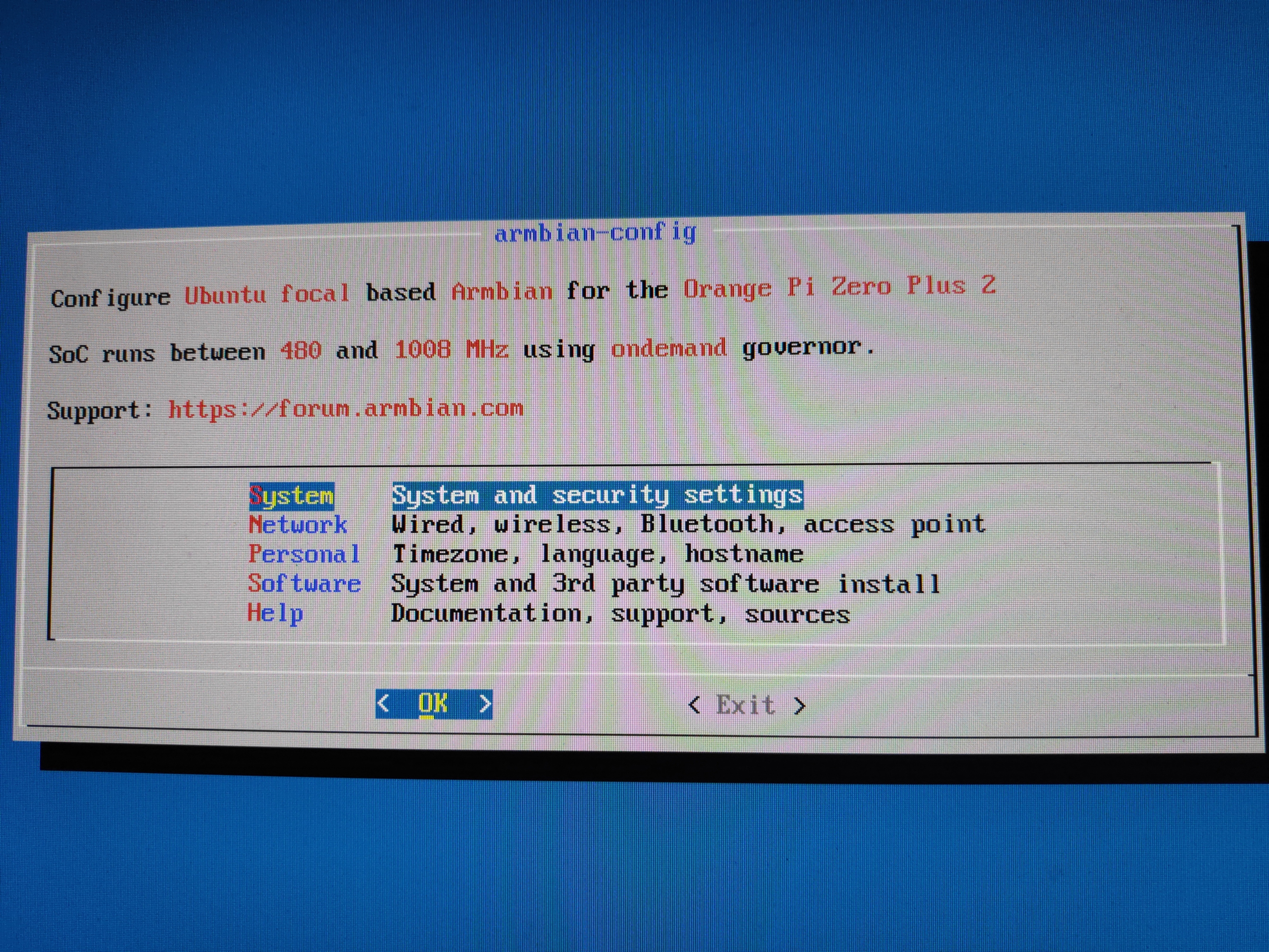 Armbian configuration options armbian-config